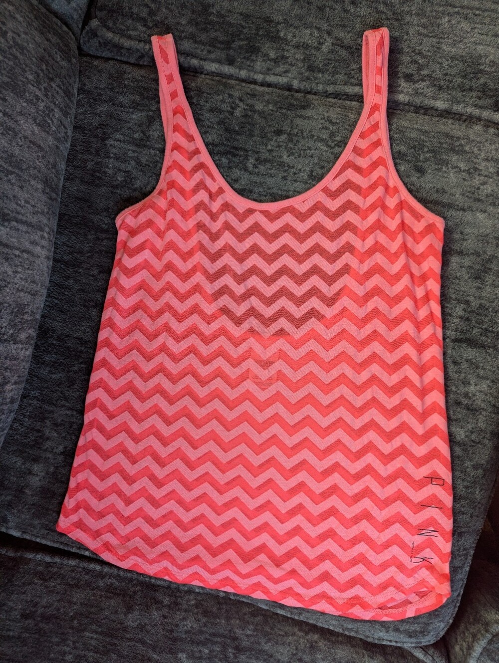 PINK Victoria's Secret Coral Chevron Tank Top - Picture 2 of 11